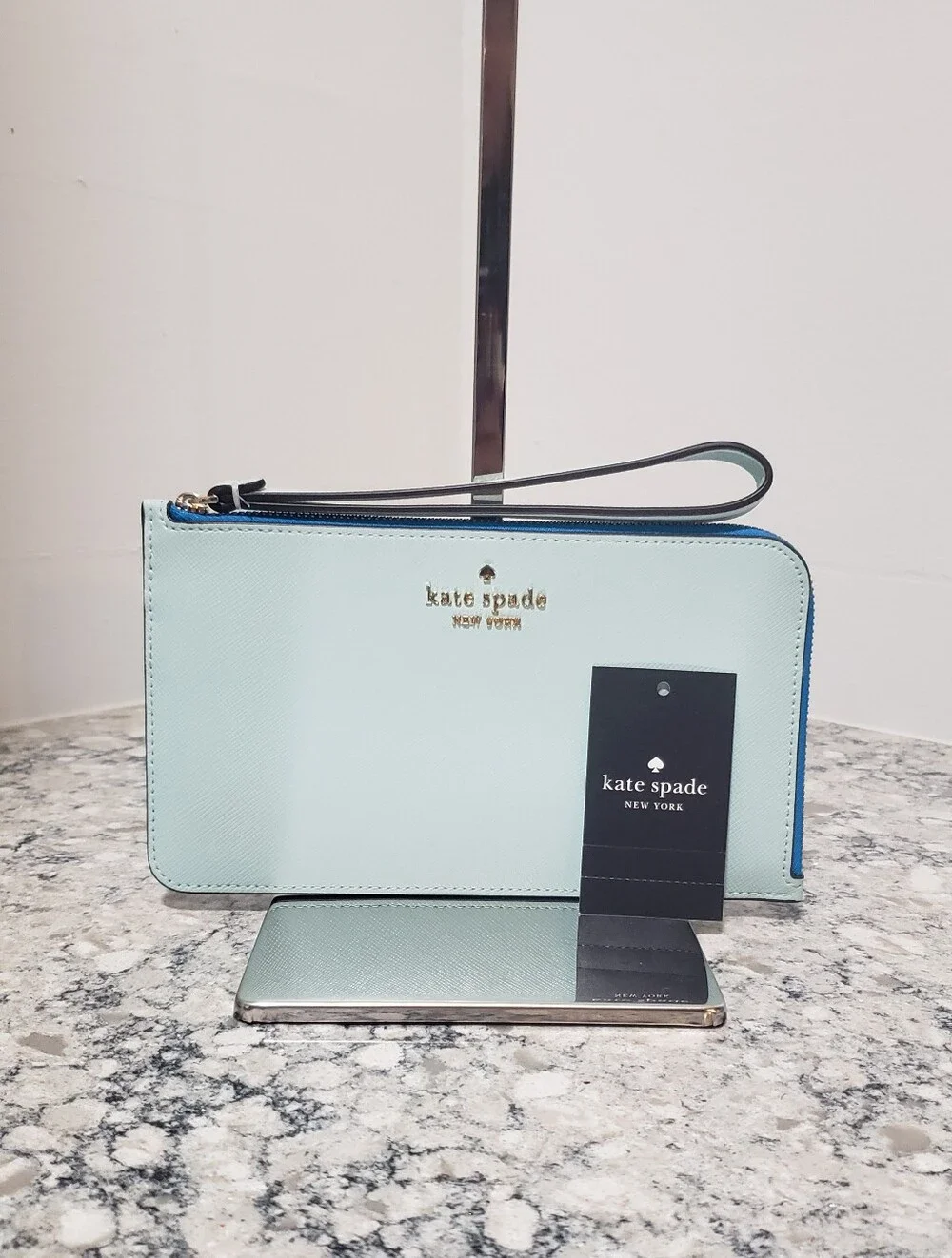 Kate Spade Lucy Bicolor Medium Saffiano Leather Zip Around Wristlet